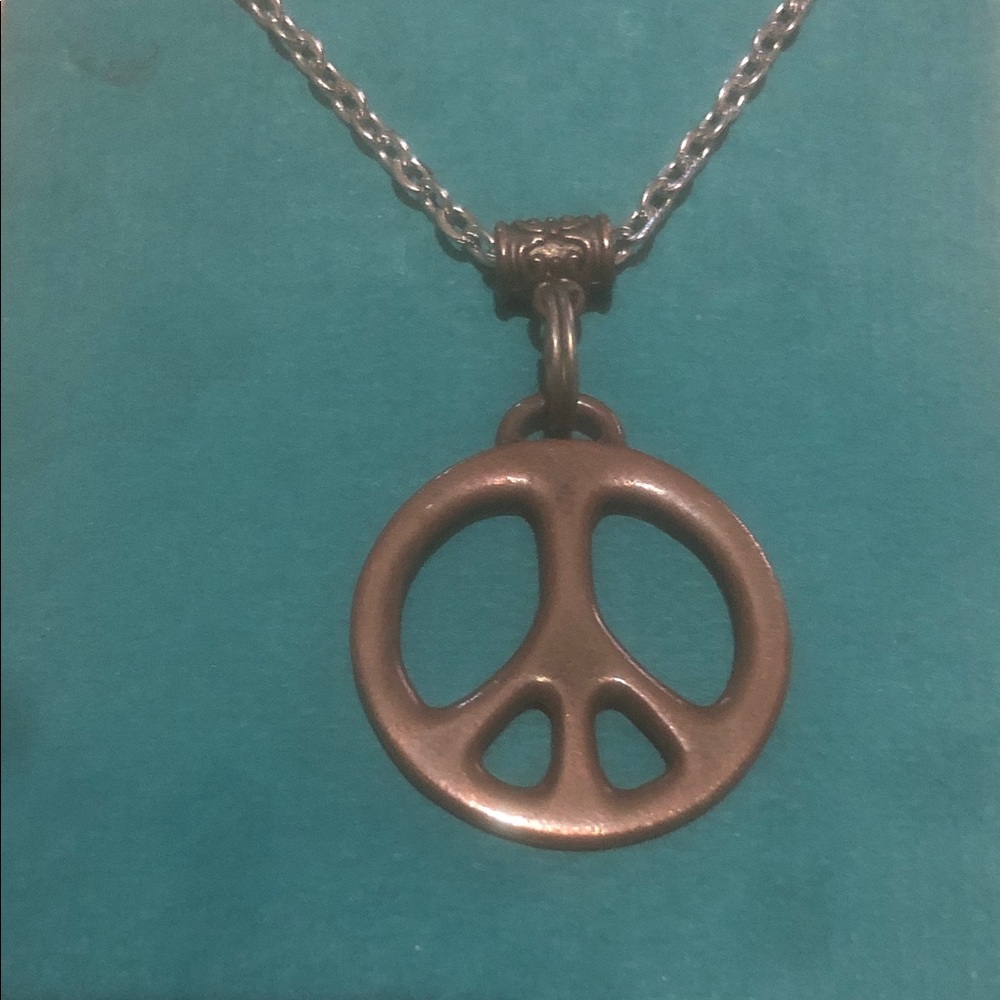 Bronze Peace Sign Pendant Necklace for Women